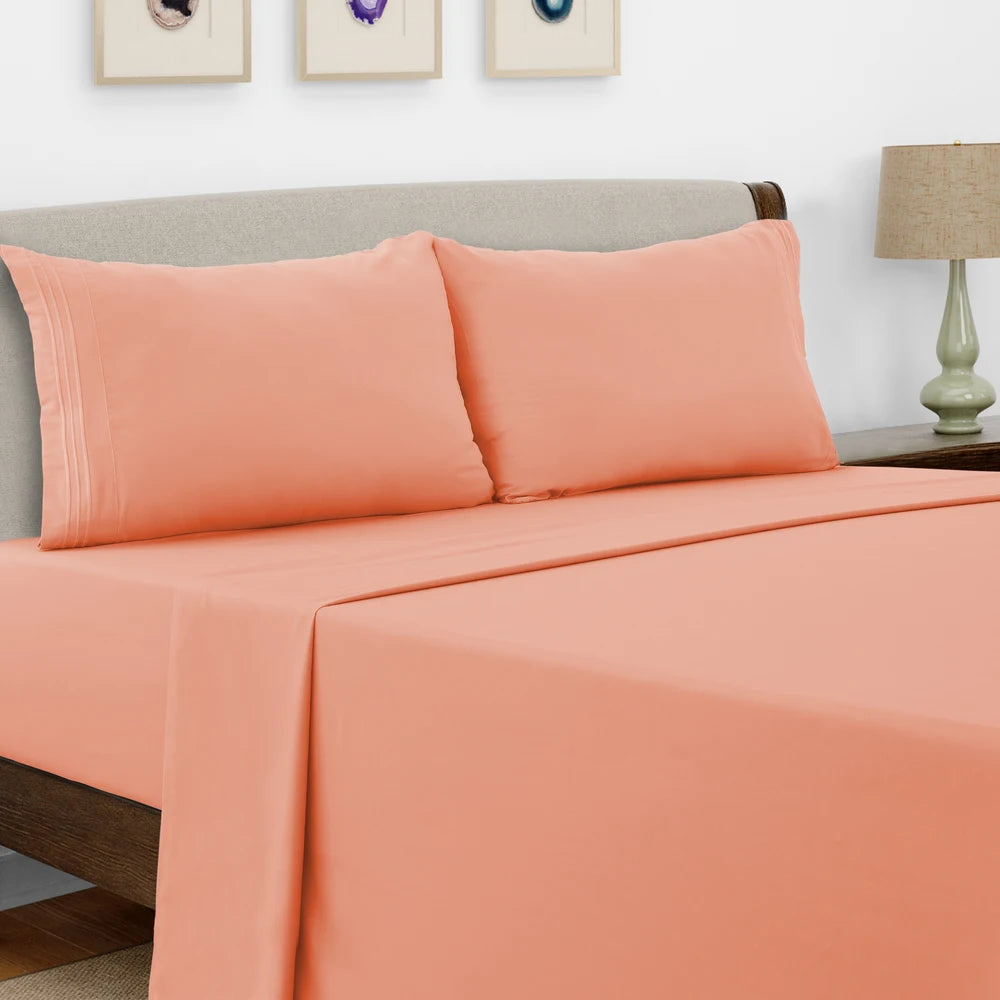 Bed Sheet Set,  4 PC Brushed Microfiber