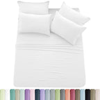 6pc Solid Sheet Set, Microfiber, 2 Pillowcases