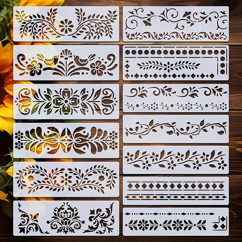 13PCS  Border Pattern Painting Stencil Set