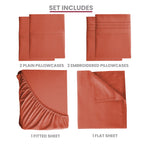 6pc Solid Sheet Set, Microfiber, 2 Pillowcases