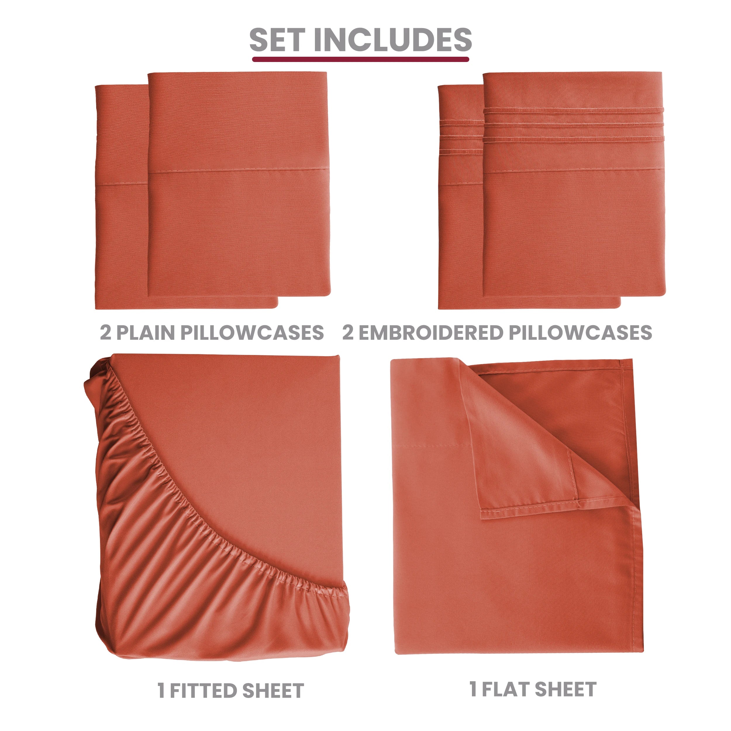 6pc Solid Sheet Set, Microfiber, 2 Pillowcases