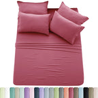 6pc Solid Sheet Set, Microfiber, 2 Pillowcases