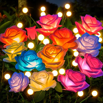 4pcs Outdoor Waterproof Solar Rose Lights