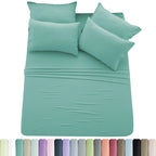 6pc Solid Sheet Set, Microfiber, 2 Pillowcases