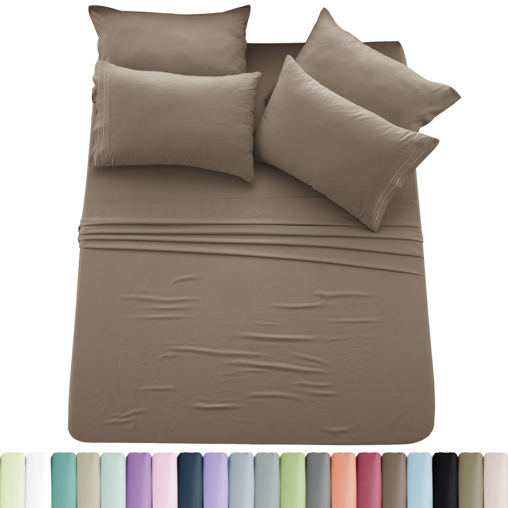 6pc Solid Sheet Set, Microfiber, 2 Pillowcases