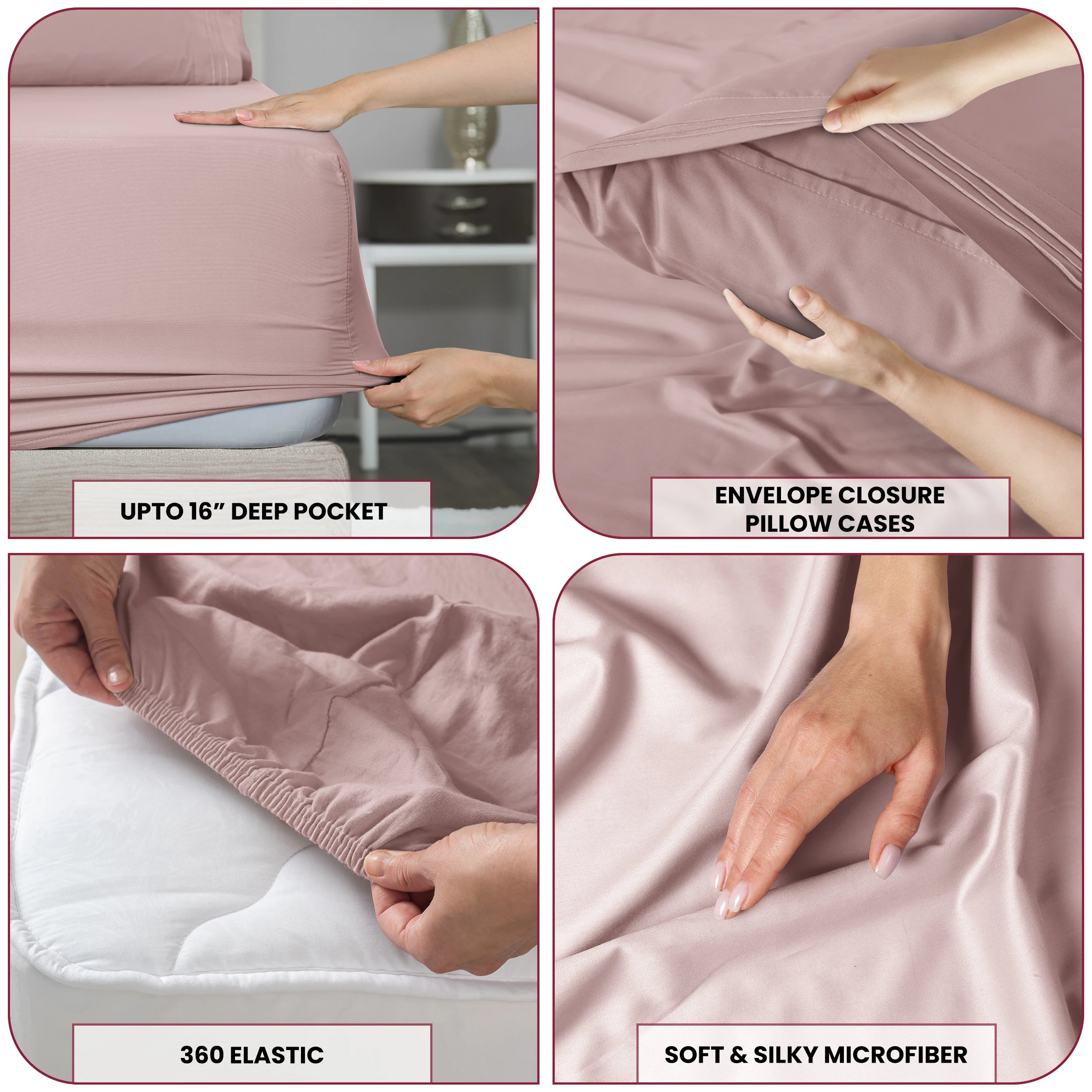 6pc Solid Sheet Set, Microfiber, 2 Pillowcases