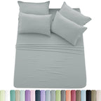 6pc Solid Sheet Set, Microfiber, 2 Pillowcases