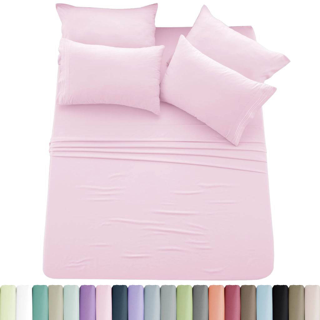 6pc Solid Sheet Set, Microfiber, 2 Pillowcases