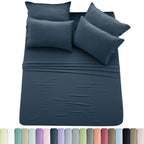 6pc Solid Sheet Set, Microfiber, 2 Pillowcases