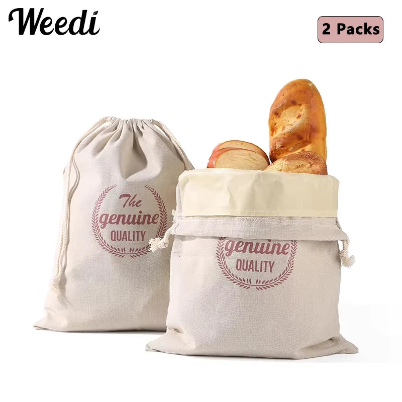 2PCS Beeswax Linen Bread Bags