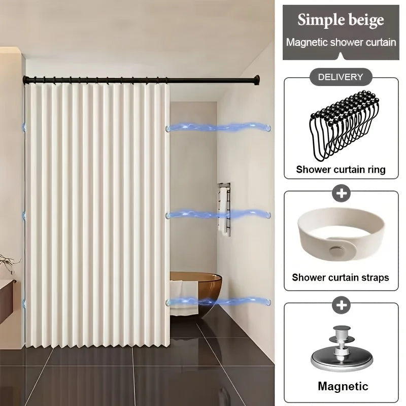 Foldable Magnetic Shower Curtain