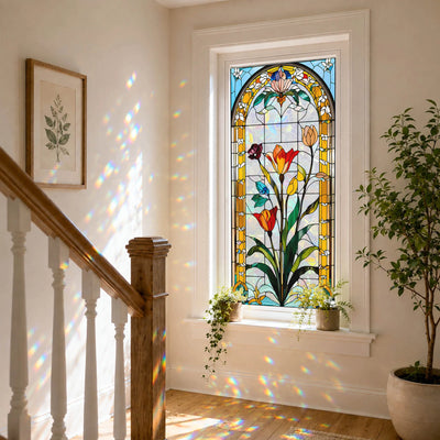 Floral Holographic Rainbow Effect Window Film