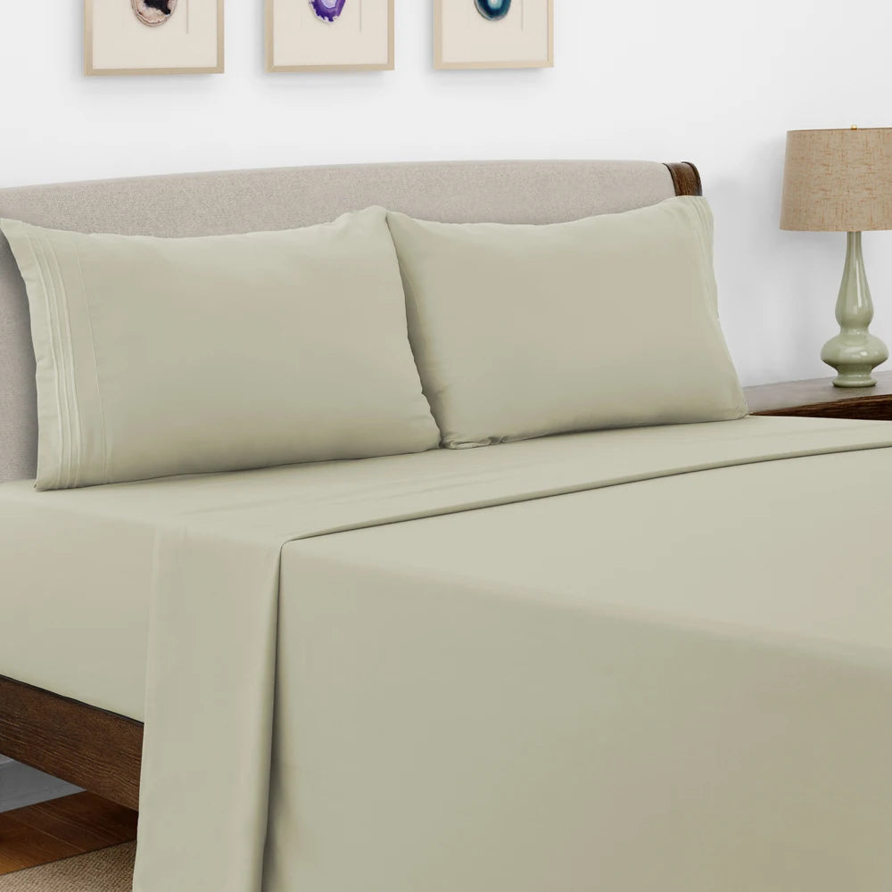 Bed Sheet Set,  4 PC Brushed Microfiber