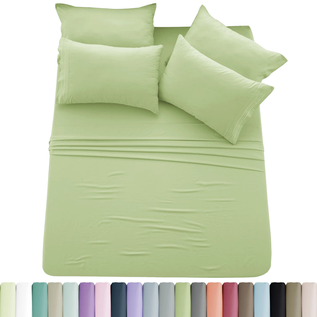 6pc Solid Sheet Set, Microfiber, 2 Pillowcases