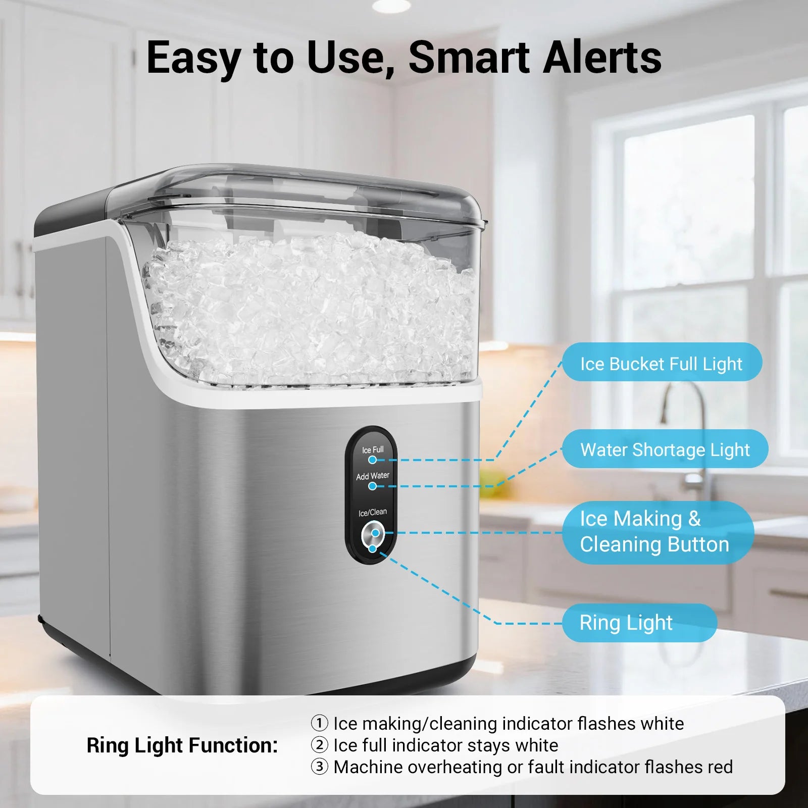 Countertop Self-Cleaning Portable Ice Machine, Ice Scoop