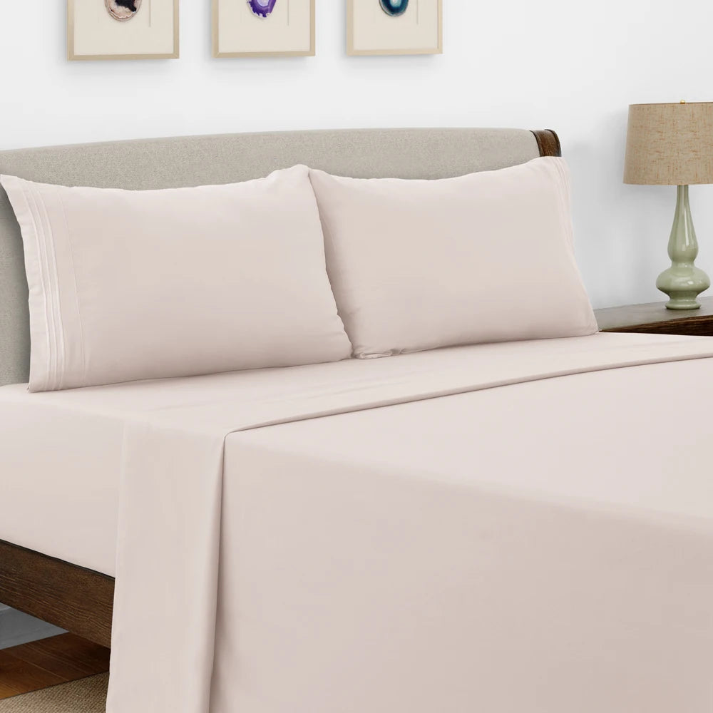 Bed Sheet Set,  4 PC Brushed Microfiber