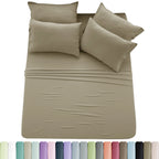 6pc Solid Sheet Set, Microfiber, 2 Pillowcases