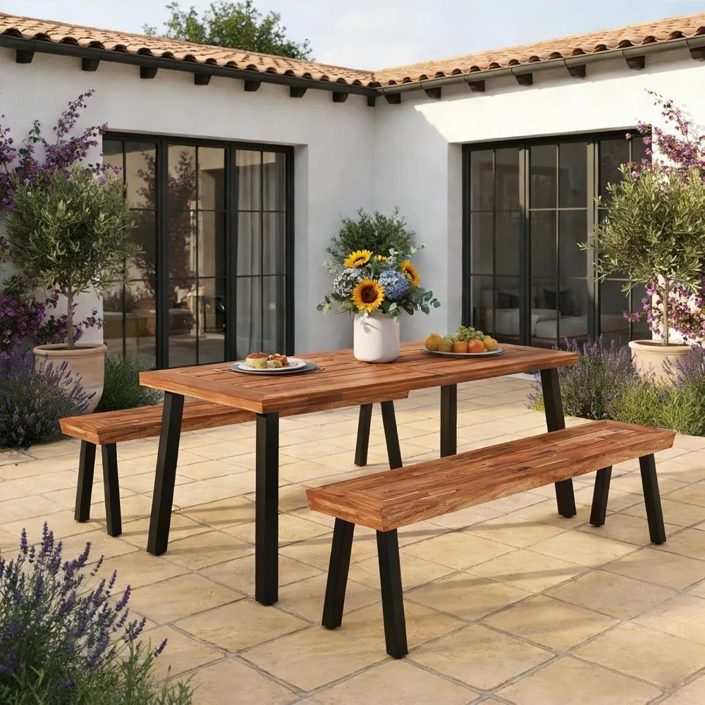 Patio Dining Table with Umbrella Hole