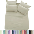 6pc Solid Sheet Set, Microfiber, 2 Pillowcases