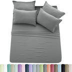 6pc Solid Sheet Set, Microfiber, 2 Pillowcases