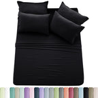 6pc Solid Sheet Set, Microfiber, 2 Pillowcases