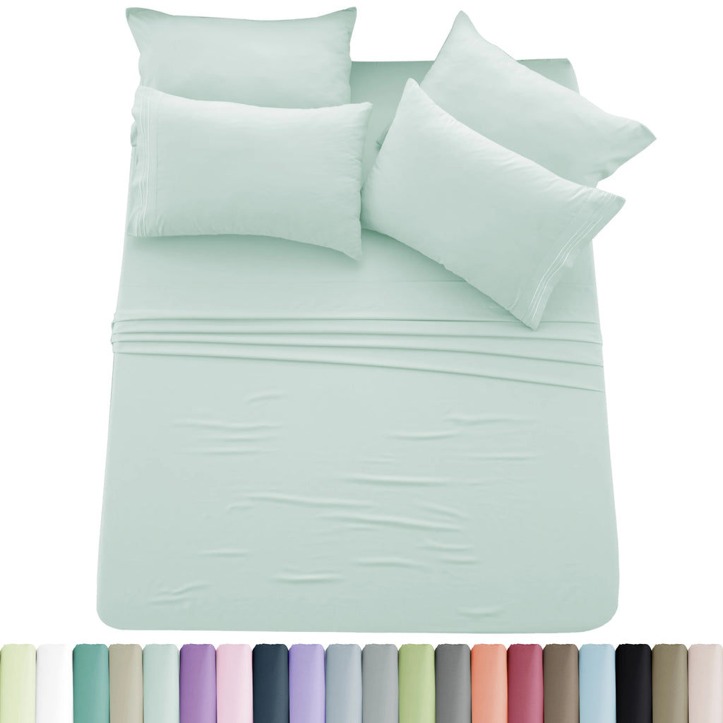 6pc Solid Sheet Set, Microfiber, 2 Pillowcases