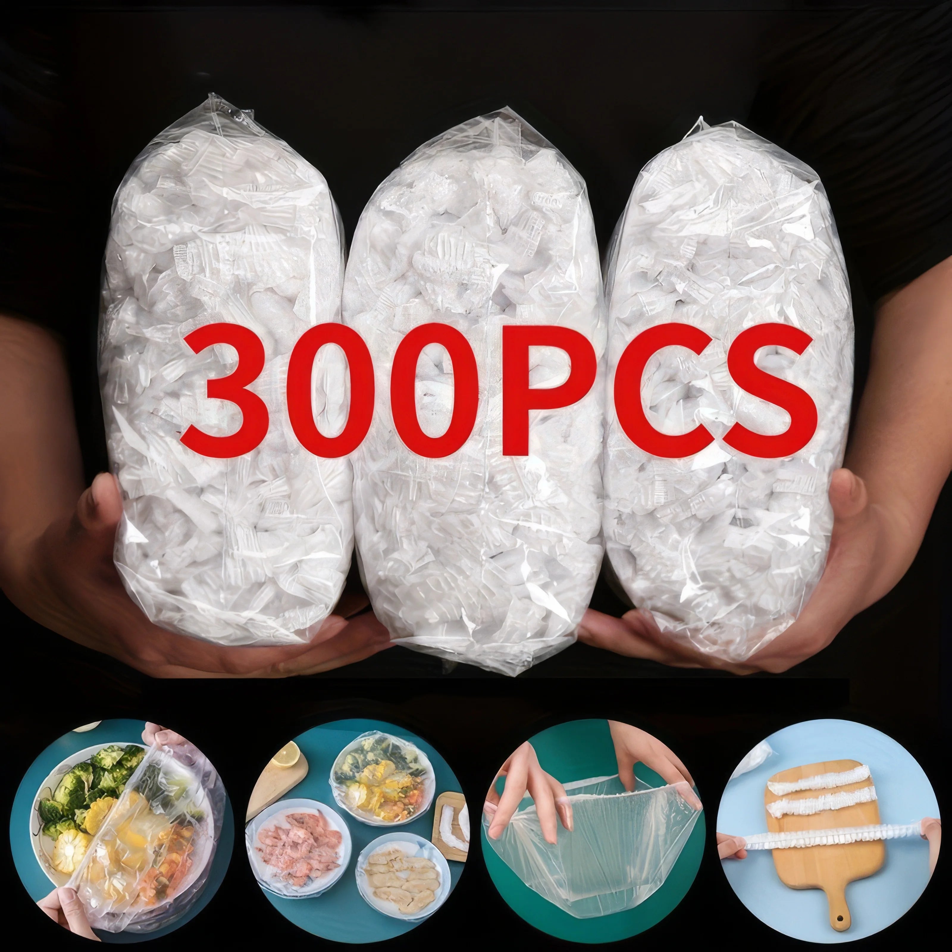 100/200/300 Plastic Bags, Disposable Plastic Food Storage