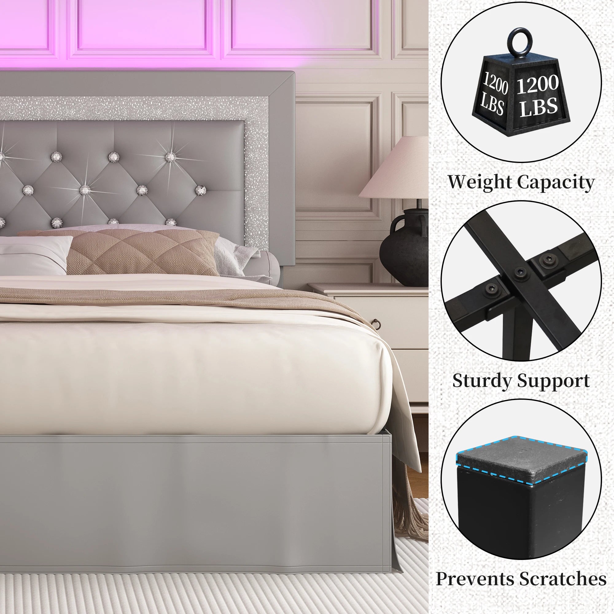 Queen Bed Frame/ LED Lights