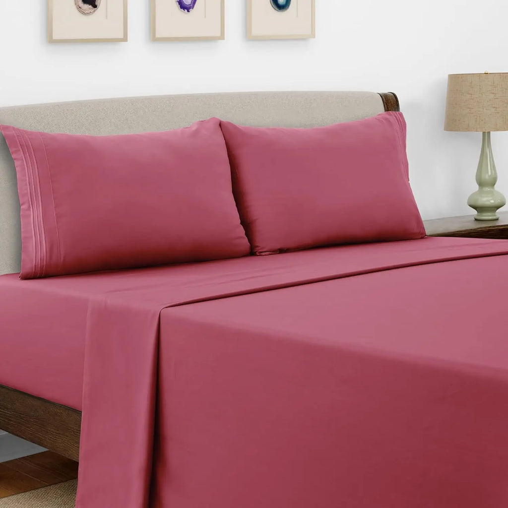 Bed Sheet Set,  4 PC Brushed Microfiber