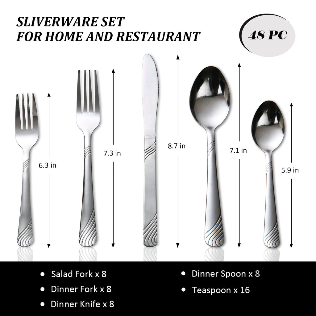 48 Pcs Cutlery Set For 8 Stainless Steel