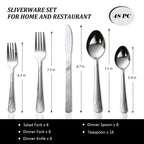 48 Pcs Cutlery Set For 8 Stainless Steel