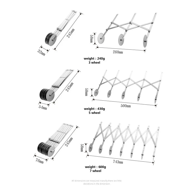1/3/5/7 Wheels Dough Cutter