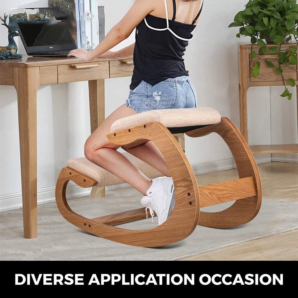 Ergonomic Rocking Wooden Kneeling Stool