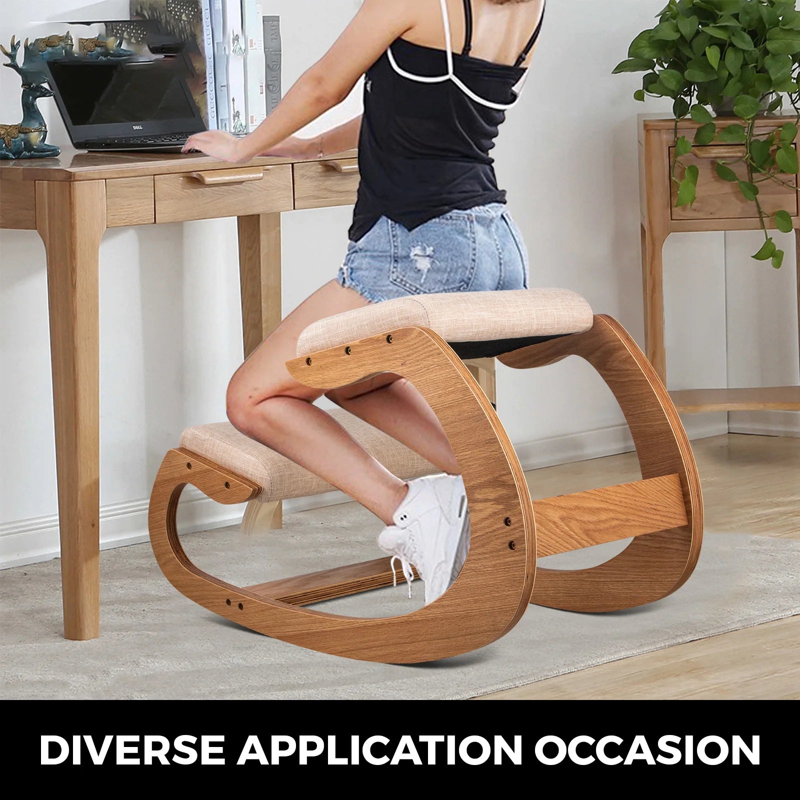 Ergonomic Rocking Wooden Kneeling Stool