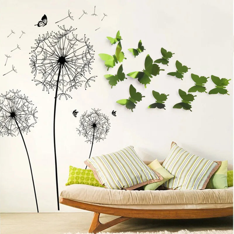 12pcs 3D Butterfly Mirror Wall Decal