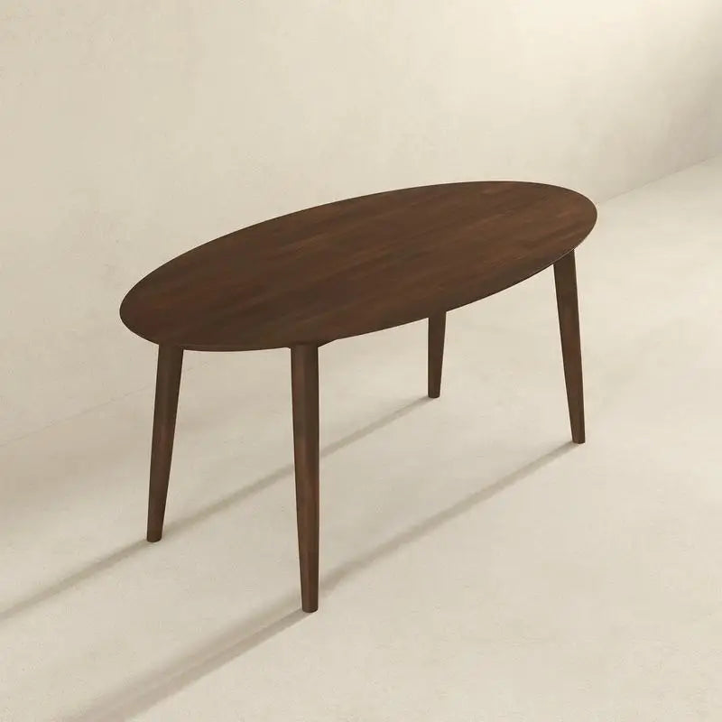 Modern Walnut Oval Table, 4 Chairs