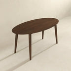 Modern Walnut Oval Table, 4 Chairs
