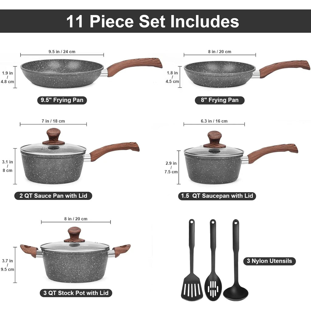 Granite Pots/ Pans/  Nonstick, /11 Pc.Set