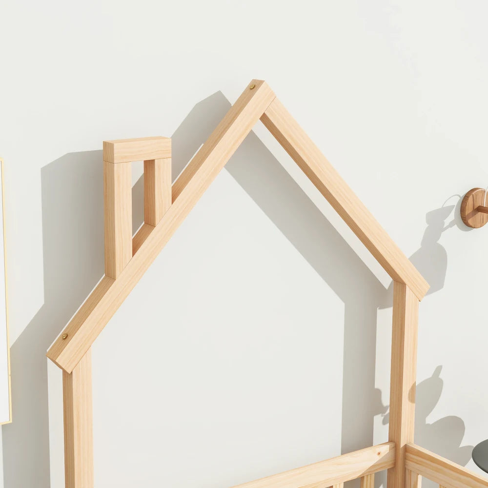 Twin House-Shaped Headboard Floor Bed