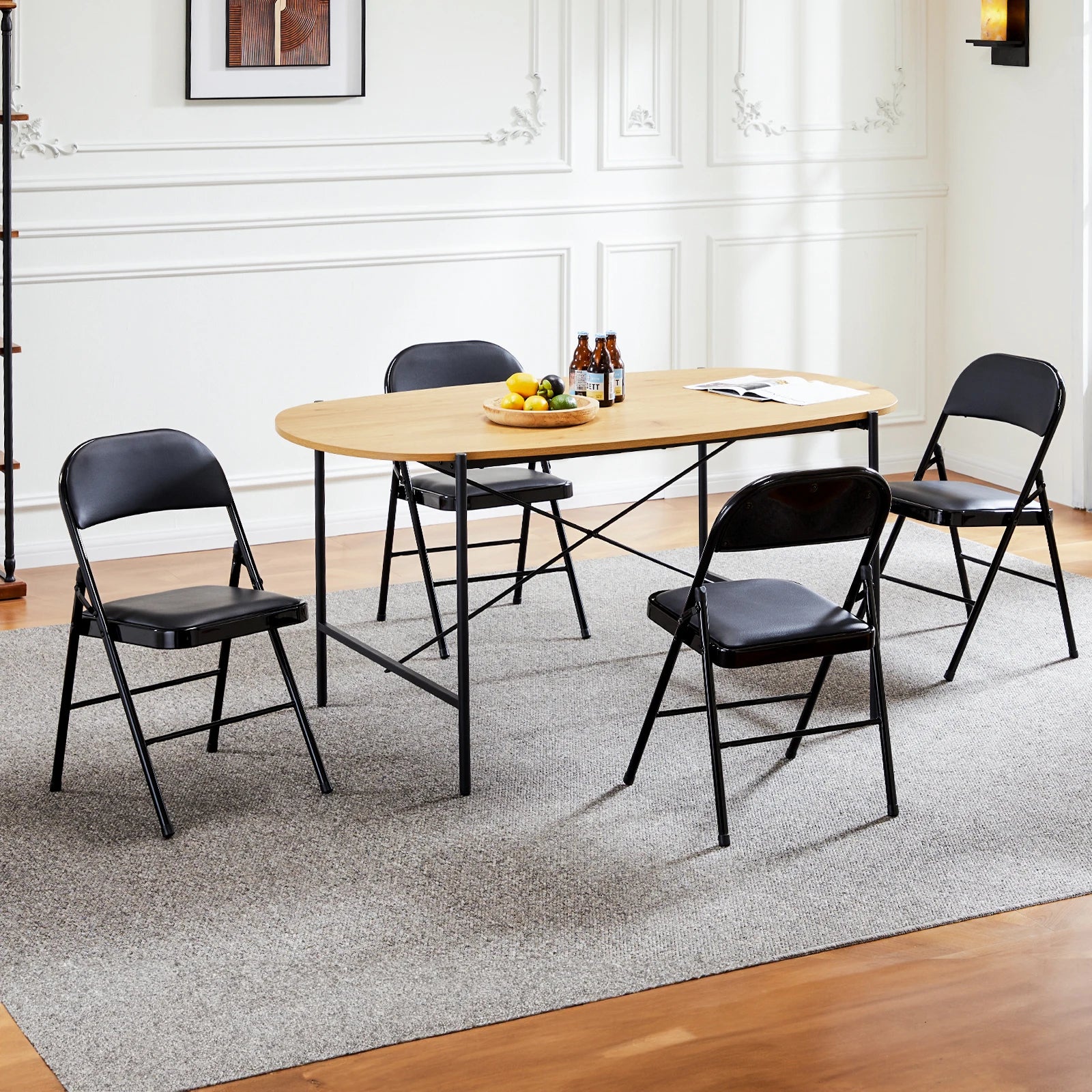 2 Leather Padded Folding  Chairs