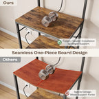 Kitchen Bakers Rack with Power Outlet Brown