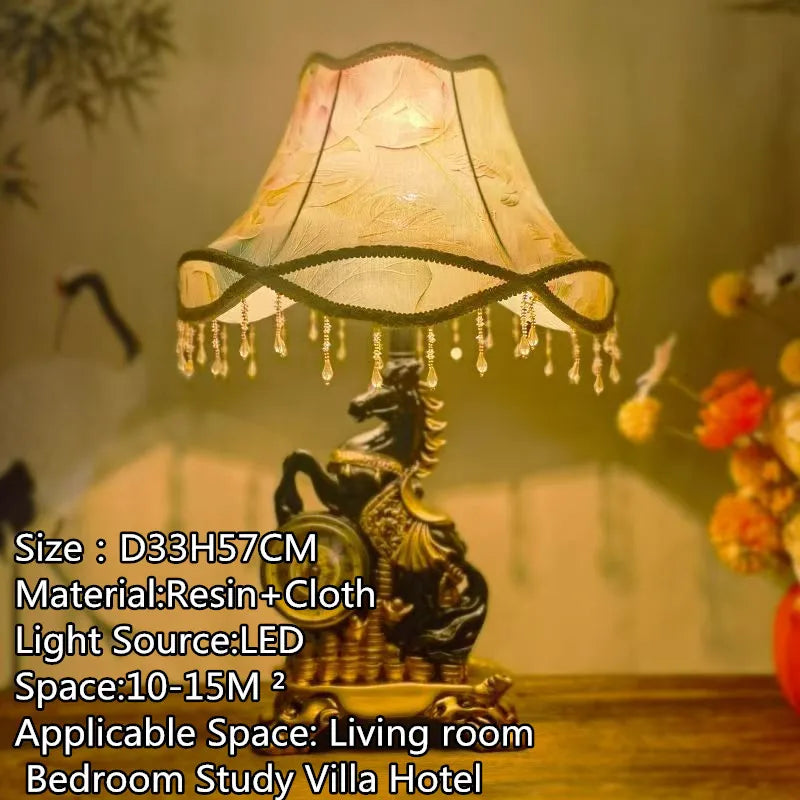 European Clock Peacock Lamp