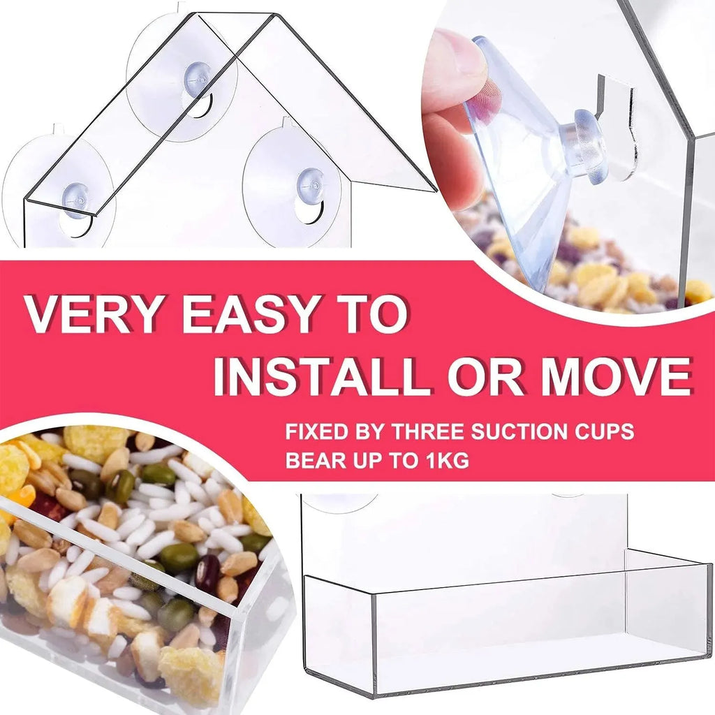 Acrylic Bird Feeder With Suction Cups