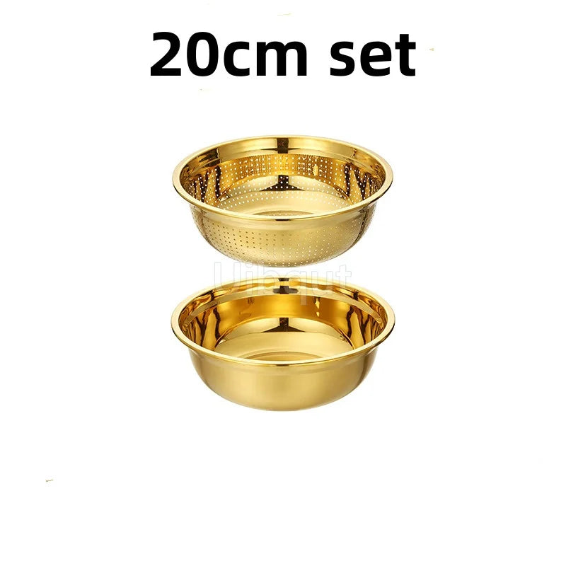 Round Golden Stainless Steel Colander