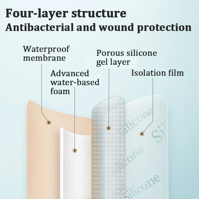 5pcs silicone foam dressing waterproof, sterile