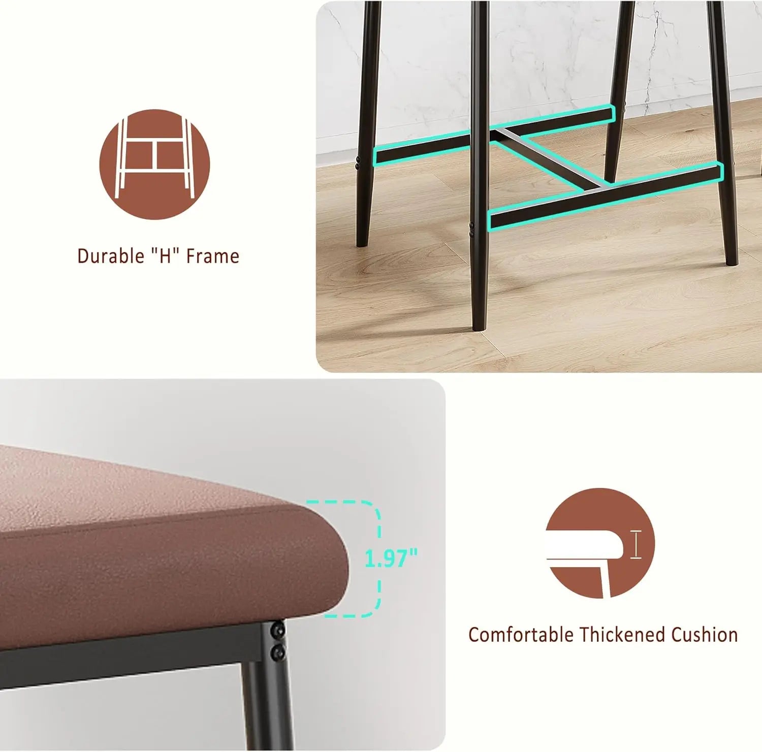 2PCS Counter Height Bar Stools Set