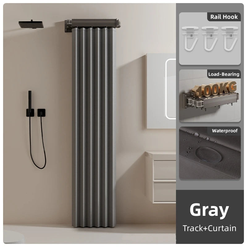 Folding Rod Shower Curtain Partition