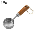 Gold Wooden Handle Measuring Cups, Spoons