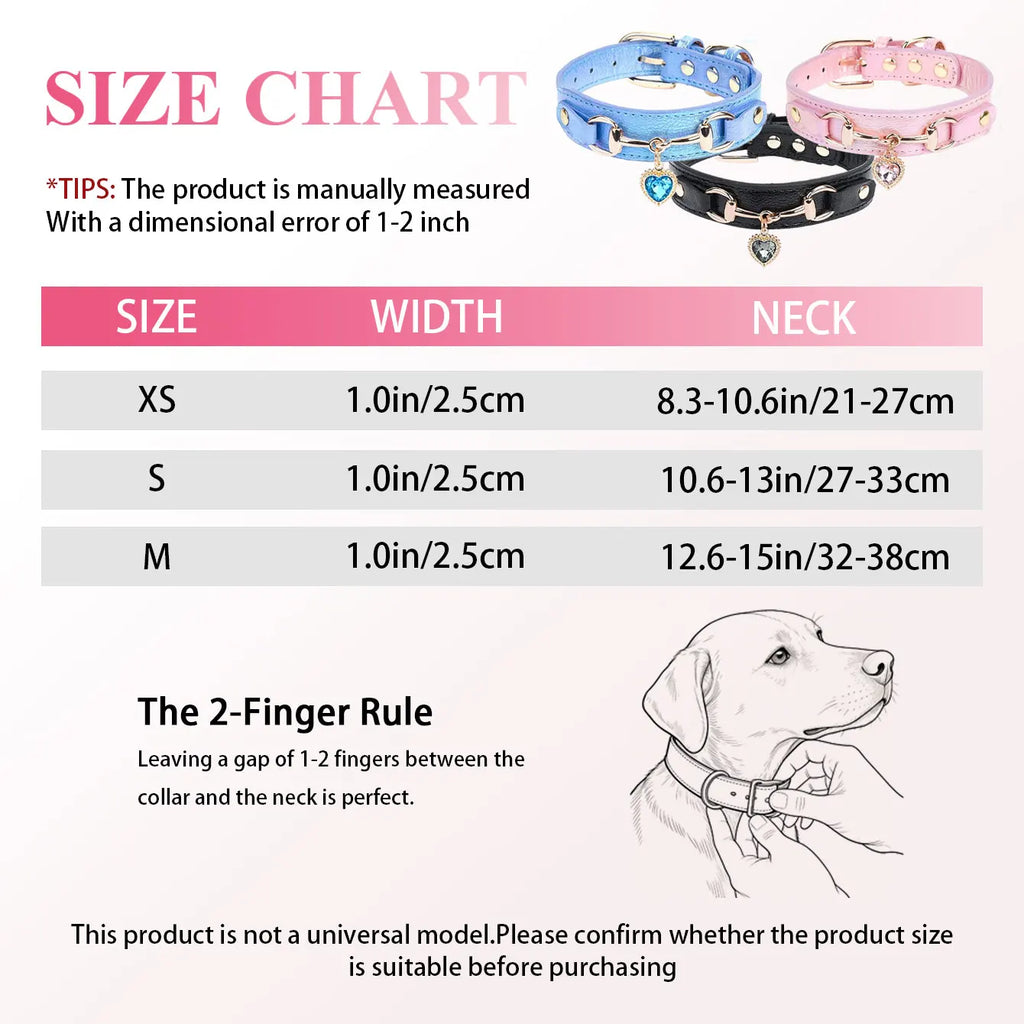Leather Pet Collar, 8-15''Neck