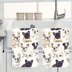 2pcs French Bulldog Print Kitchen Towels